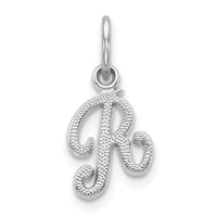 Load image into Gallery viewer, 14KW White Gold Casted Script Letter R Initial Charm
