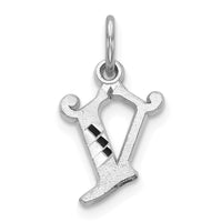 Load image into Gallery viewer, 14KW Diamond-cut Letter V Initial Charm
