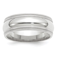 Load image into Gallery viewer, 10k White Gold 8mm Double Milgrain Comfort Fit Wedding Band Size 5
