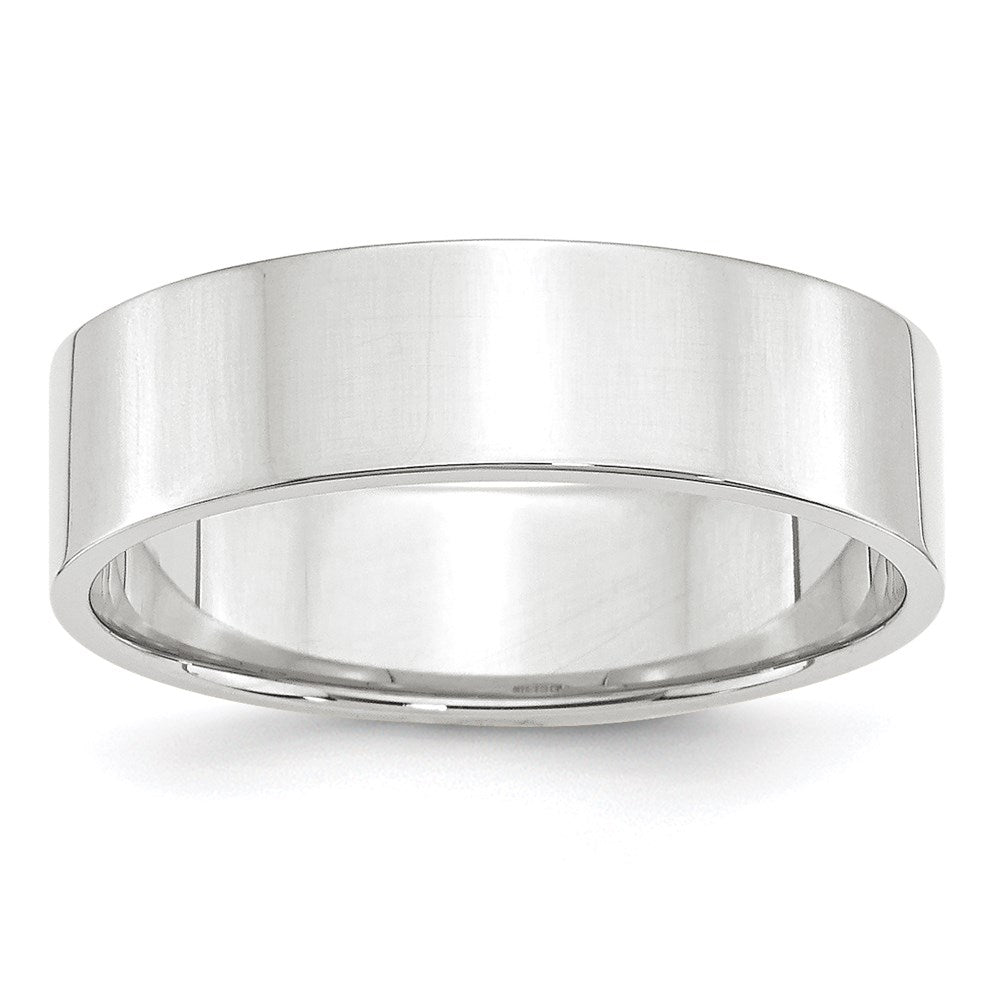 14k White Gold 6mm Lightweight Flat Wedding Band Size 5