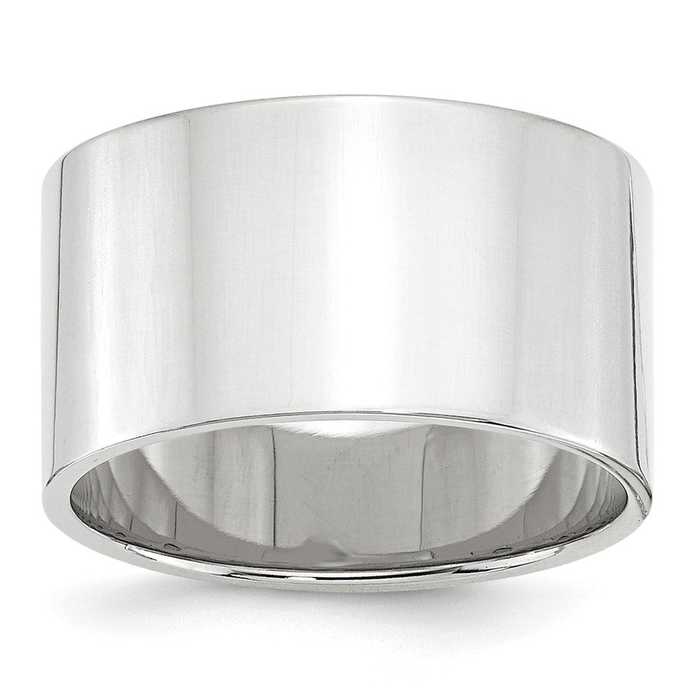 14k White Gold 12mm Lightweight Flat Wedding Band Size 5