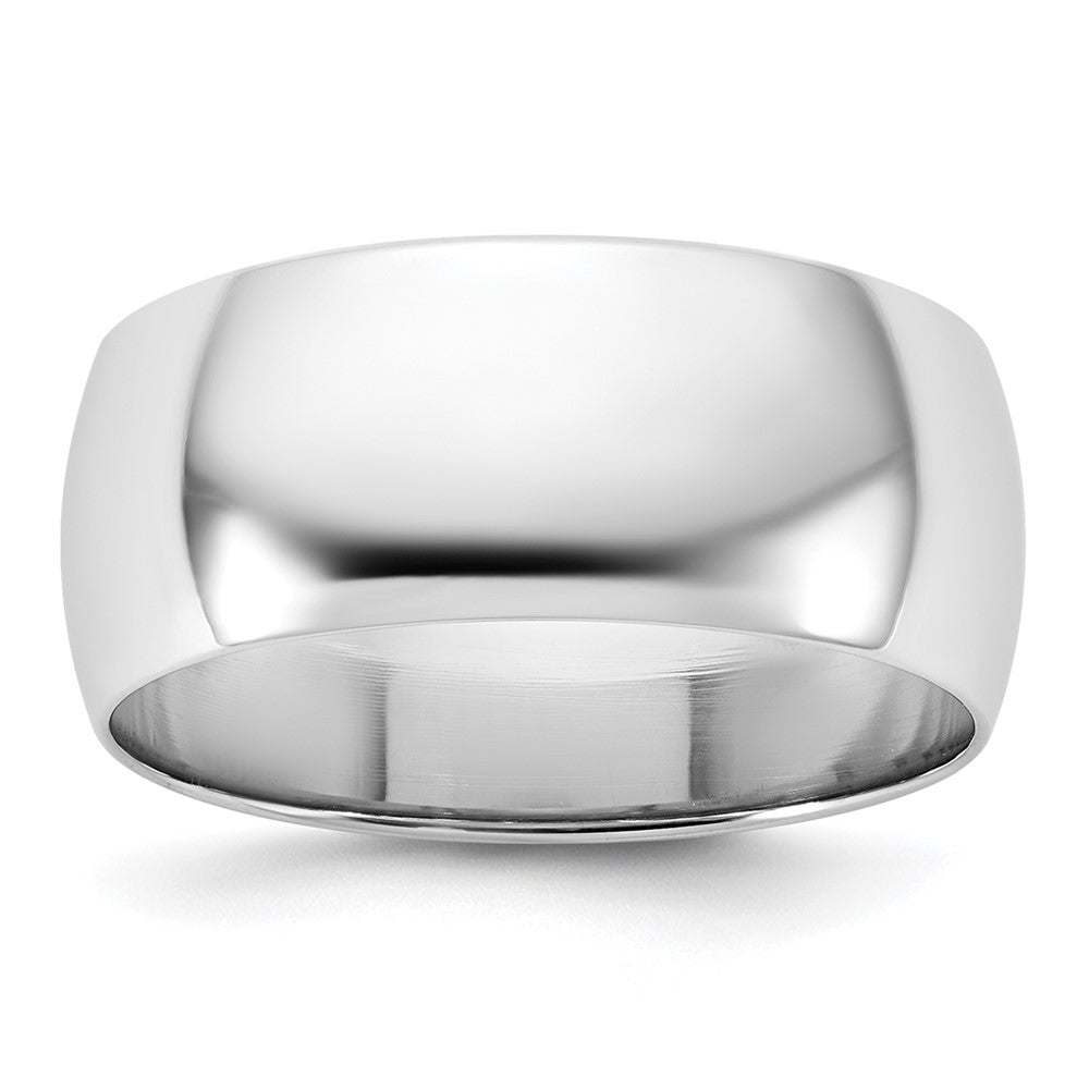14k White Gold 8mm Half-Round Wedding Band Size 12