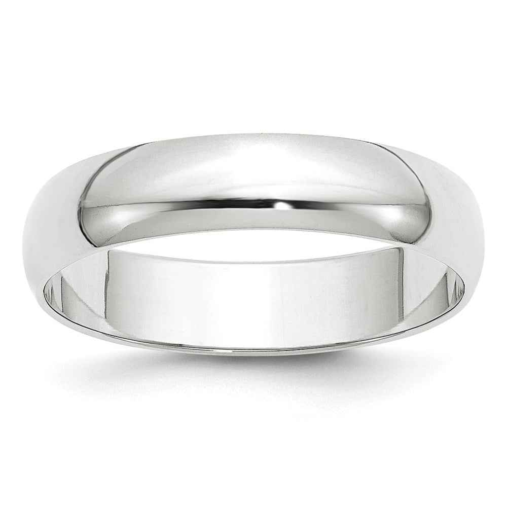 14k White Gold 5mm Lightweight Half Round Wedding Band Size 5