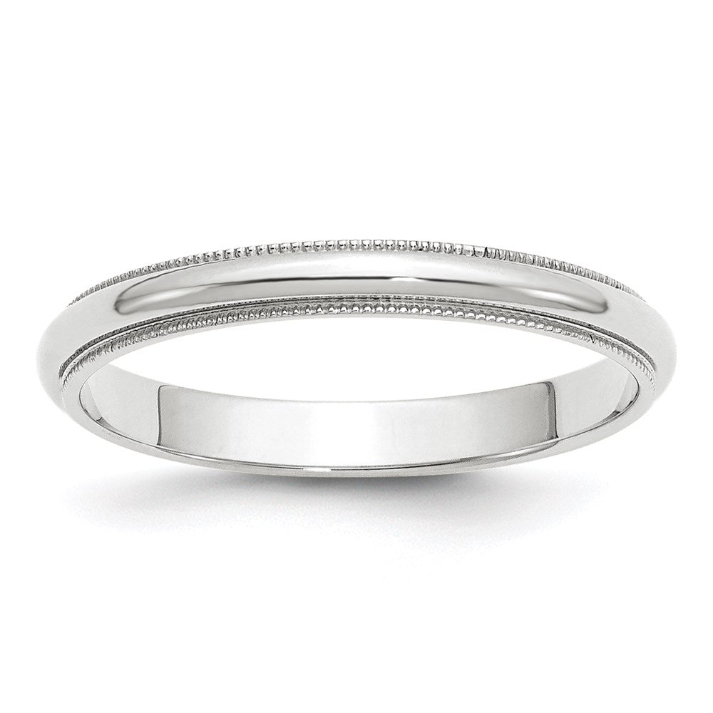 14k White Gold 3mm Milgrain Half Round Wedding Band Size 5.5