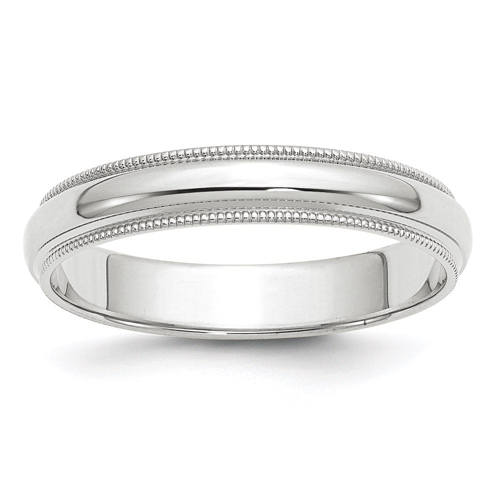 14k White Gold 4mm Milgrain Half Round Wedding Band Size 12
