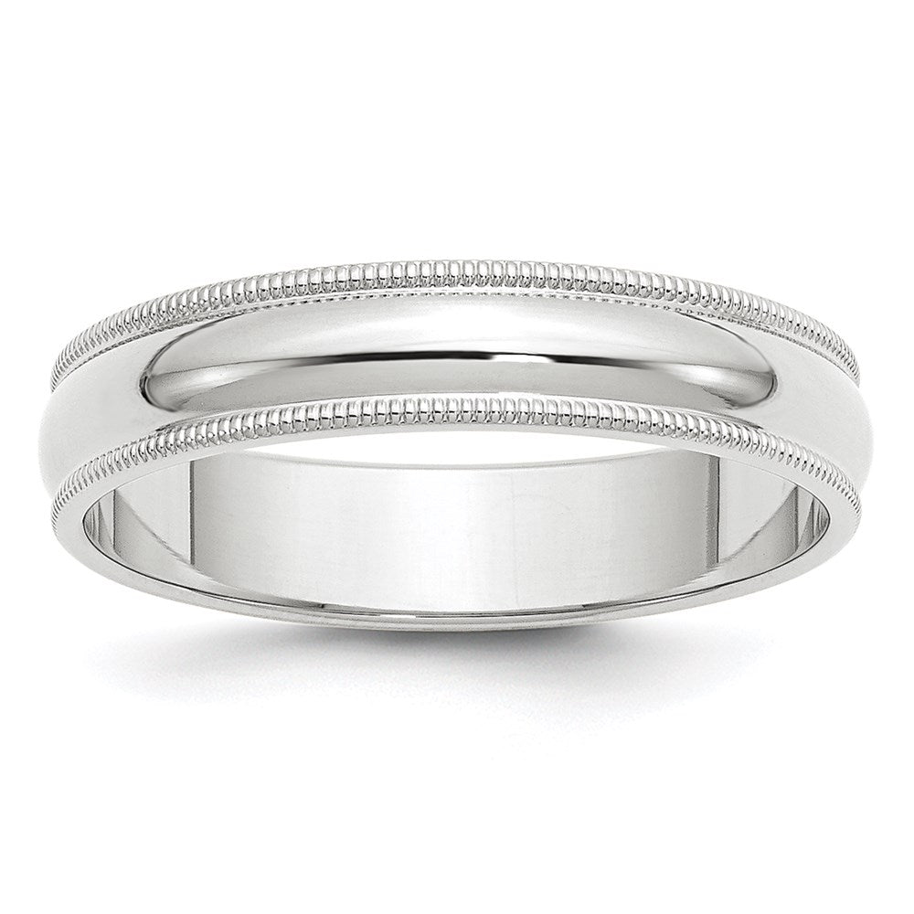 14k White Gold 5mm Milgrain Half Round Wedding Band Size 12.5