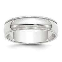 Load image into Gallery viewer, 14k White Gold 6mm Milgrain Half Round Wedding Band Size 12.5
