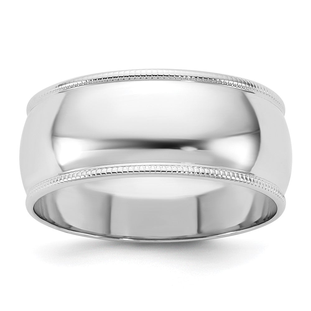 14k White Gold 8mm Milgrain Half Round Wedding Band Size 12.5