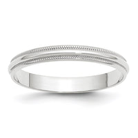 Load image into Gallery viewer, 14k White Gold 3mm Lightweight Milgrain Half Round Wedding Band Size 12
