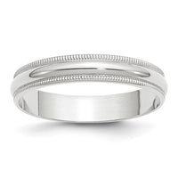 Load image into Gallery viewer, 14k White Gold 4mm Lightweight Milgrain Half Round Wedding Band Size 12
