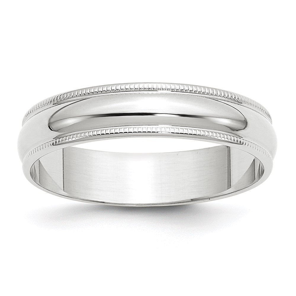 14k White Gold 5mm Lightweight Milgrain Half Round Wedding Band Size 5