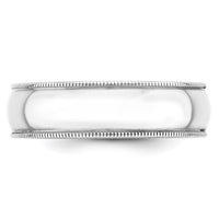 Load image into Gallery viewer, 14k White Gold 6mm Lightweight Milgrain Half Round Wedding Band Size 5
