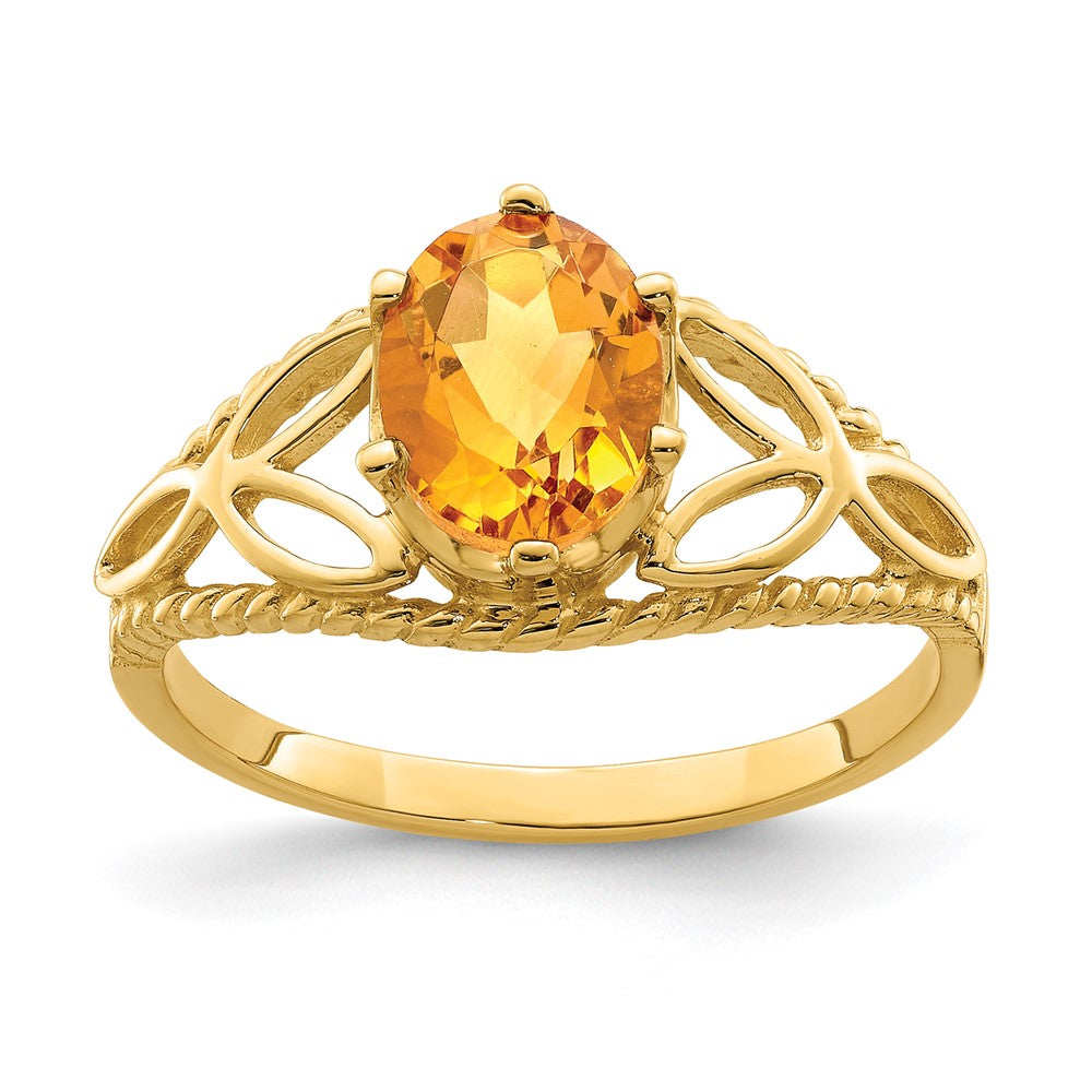 14k 8x6mm Oval Citrine ring