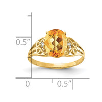 Load image into Gallery viewer, 14k 9x7mm Oval Citrine AA Diamond ring
