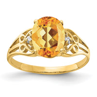 Load image into Gallery viewer, 14k 9x7mm Oval Citrine AA Diamond ring
