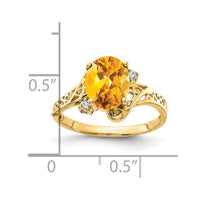 Load image into Gallery viewer, 14k 9x7mm Oval Citrine AA Diamond ring
