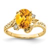 14k 9x7mm Oval Citrine AA Diamond ring