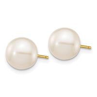 Load image into Gallery viewer, 14k 8-9mm White Round Freshwater Cultured Pearl Stud Post Earrings
