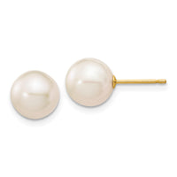 Load image into Gallery viewer, 14k 8-9mm White Round Freshwater Cultured Pearl Stud Post Earrings
