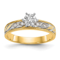 Load image into Gallery viewer, 14k and Rhodium AA Quality 1/10 carat Diamond Trio Complete Engagement Ring
