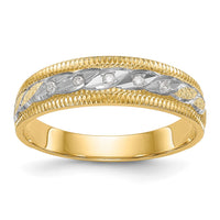 Load image into Gallery viewer, 14k and Rhodium AA Quality 1/20 carat Diamond Trio Mens Complete Wedding Band
