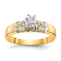 Load image into Gallery viewer, 14k and Rhodium AA Quality 1/15 carat Diamond Trio Complete Engagement Ring
