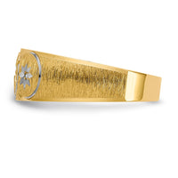 Load image into Gallery viewer, 14k and Rhodium AA Quality .03 carat Diamond Trio Mens Complete Wedding Band with Cross
