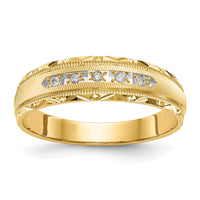 Load image into Gallery viewer, 14k AA Quality 1/20 carat Diamond Trio Mens Complete Wedding Band
