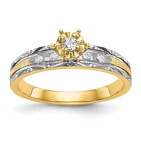 Load image into Gallery viewer, 14k and Rhodium AA Quality 1/10 carat Diamond Trio Complete Engagement Ring

