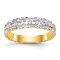 Load image into Gallery viewer, 14k and Rhodium AA Quality 1/20 carat Diamond Trio Ladies Complete Wedding Band
