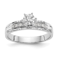 Load image into Gallery viewer, 14k White Gold AA Quality 1/8 carat Diamond Trio Complete Engagement Ring

