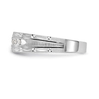 Load image into Gallery viewer, 14k White Gold AA Quality 1/10 carat Diamond Trio Mens Complete Wedding Band

