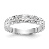Load image into Gallery viewer, 14k White Gold AA Quality 1/10 carat Diamond Trio Ladies Complete Wedding Band
