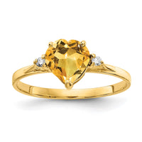 Load image into Gallery viewer, 14k 7mm Heart Citrine AA Diamond ring
