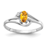 Load image into Gallery viewer, 14k White Gold 5x3mm Oval Citrine AA Diamond ring
