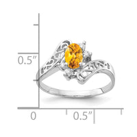 Load image into Gallery viewer, 14k White Gold 6x4mm Oval Citrine AA Diamond ring
