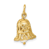 Load image into Gallery viewer, 14k 3D Wedding Bell w/ Fresh Water Cultured Pearl Charm
