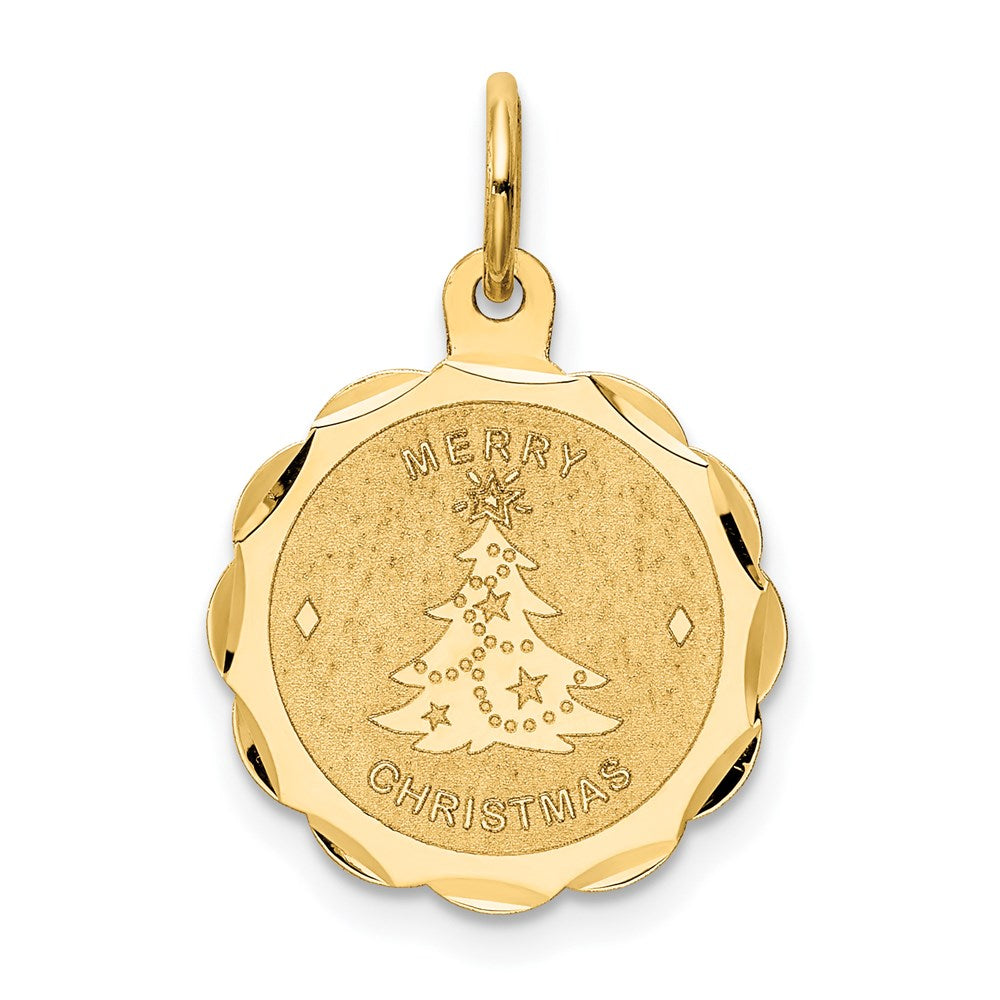 14k Merry Christmas Disc Charm