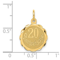 Load image into Gallery viewer, 14K Happy 20th ANNIVERSARY Charm

