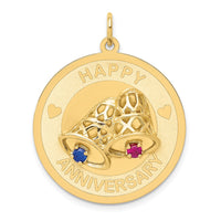 Load image into Gallery viewer, 14K HAPPY ANNIVERSARY Blue and Red CZ w/ Bells Charm

