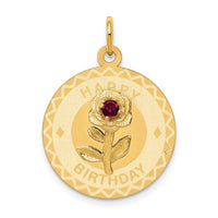 Load image into Gallery viewer, 14k HAPPY BIRTHDAY Disc Charm with CZ Flower
