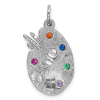 Load image into Gallery viewer, 14k White Gold Artist Palette with CZ Stones Charm
