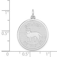 Load image into Gallery viewer, 14k White Gold Polished Engravable Golden Retriever Disc Charm
