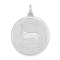 Load image into Gallery viewer, 14k White Gold Polished Engravable Golden Retriever Disc Charm
