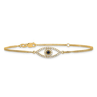 Load image into Gallery viewer, 14k  AA Diamond/Sapphire Evil Eye w/ 1in Ext.Bracelet
