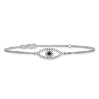 Load image into Gallery viewer, 14k White Gold 2 Strand Sapphire/ VS Diamond Evil Eye w/1in Ext. Bracelet
