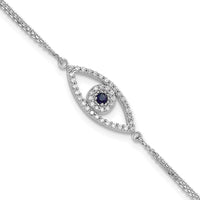 Load image into Gallery viewer, 14k White Gold 2 Strand Sapphire/AAA Diamond Evil Eye w/1in Ext. Bracelet
