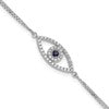 14k White Gold Complete A Diamond and Sapphire Evil Eye 2-Strand 7 inch Bracelet with 1 inch Extender
