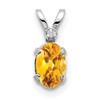14K White Gold Diamond and Citrine Birthstone Pendant