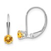 14k White Gold 4mm Round November/Citrine Leverback Earrings